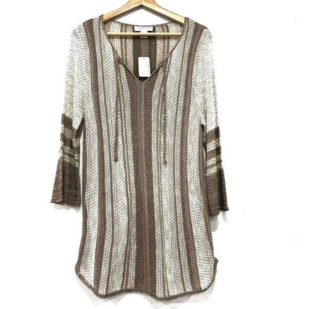 Christopher & Banks Womens Cream and Tan Knit Sweater Size Petite Medium NWT